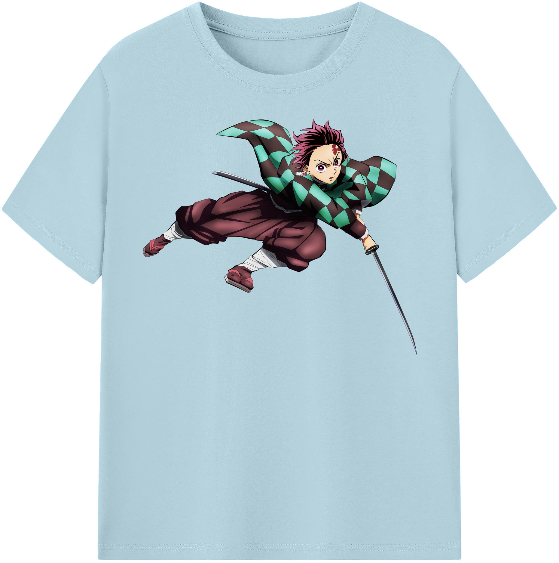 （画像用） 鬼滅の刃 竈門 炭治郎／かまど たんじろう Kamado Tanjirou 綿100％半袖Tシャツ（フロントプリント）